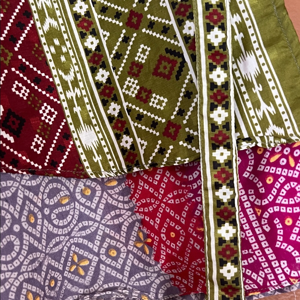 Multicolor Patterned Silk Wrap Skirt - image 3